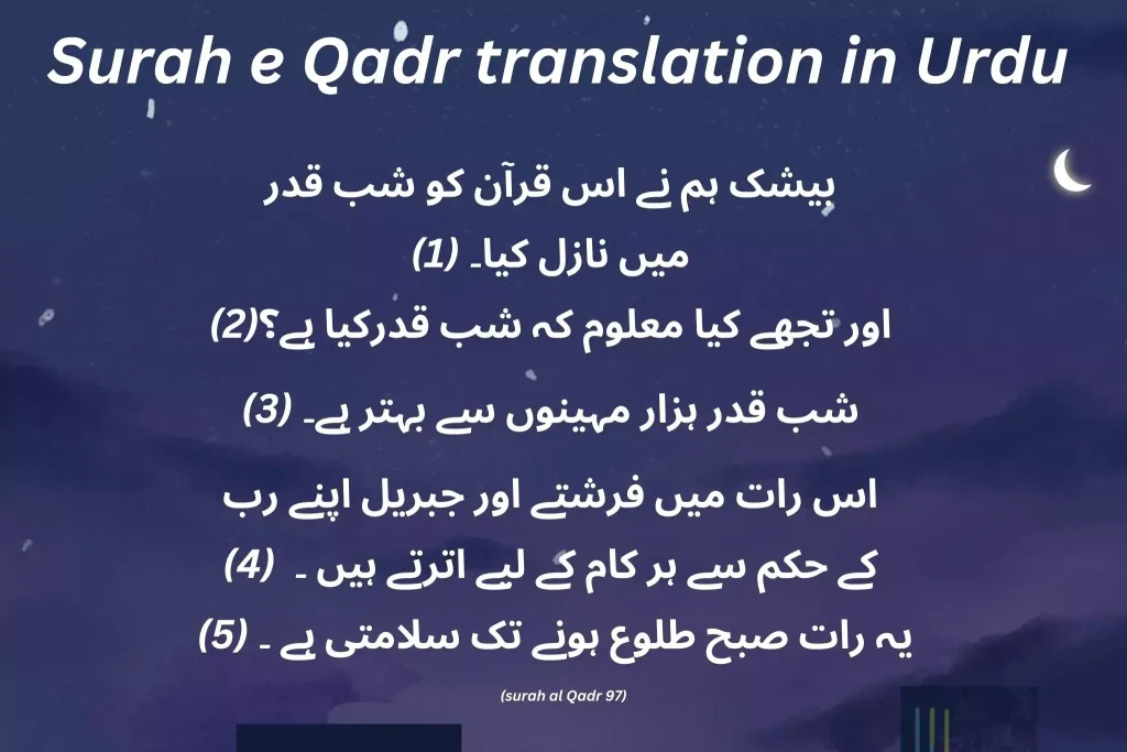 Surah e Qadr translation in Urdu
